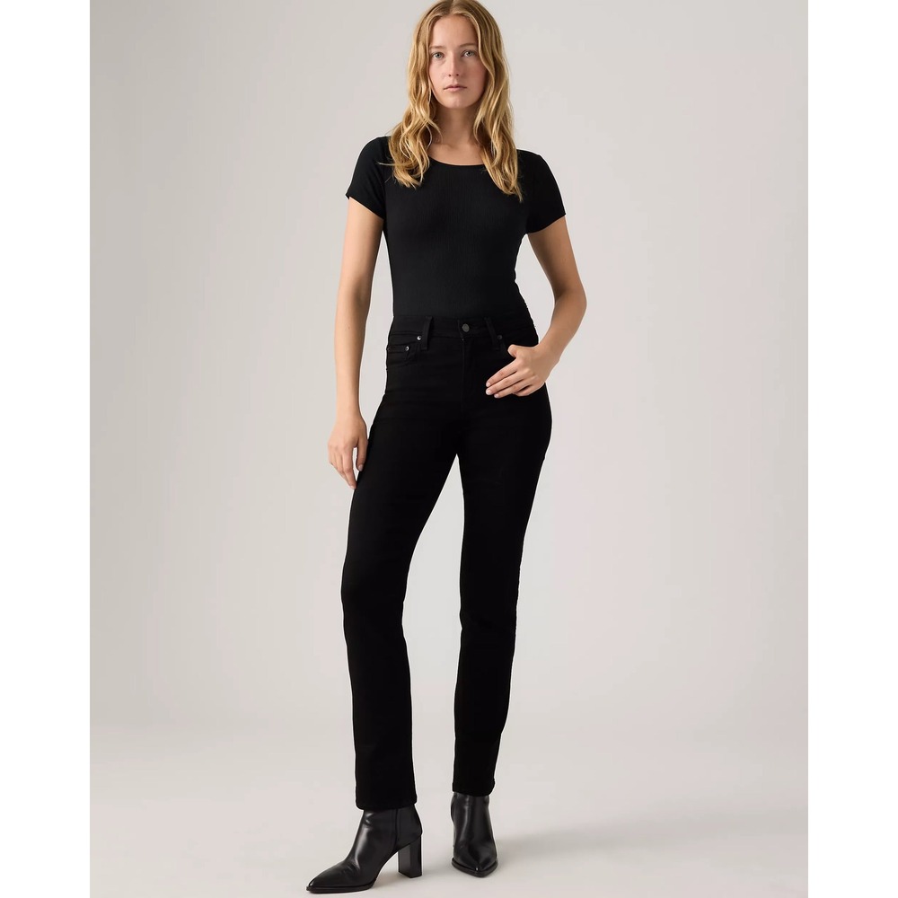 NEW Levis 724 High Rise Slim Straight Denim Jeans Womens 26x32 Soft Black